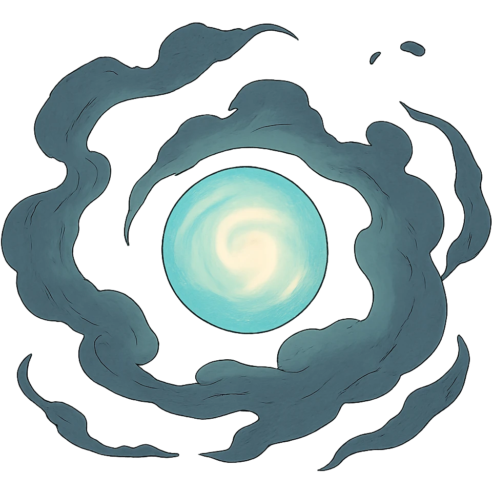 ghibli style mysterious glowing orb with swirling mist emoji
