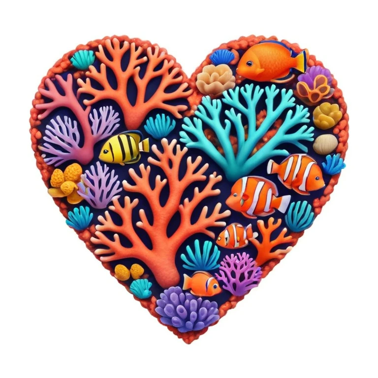 coral reef themed heart emoji