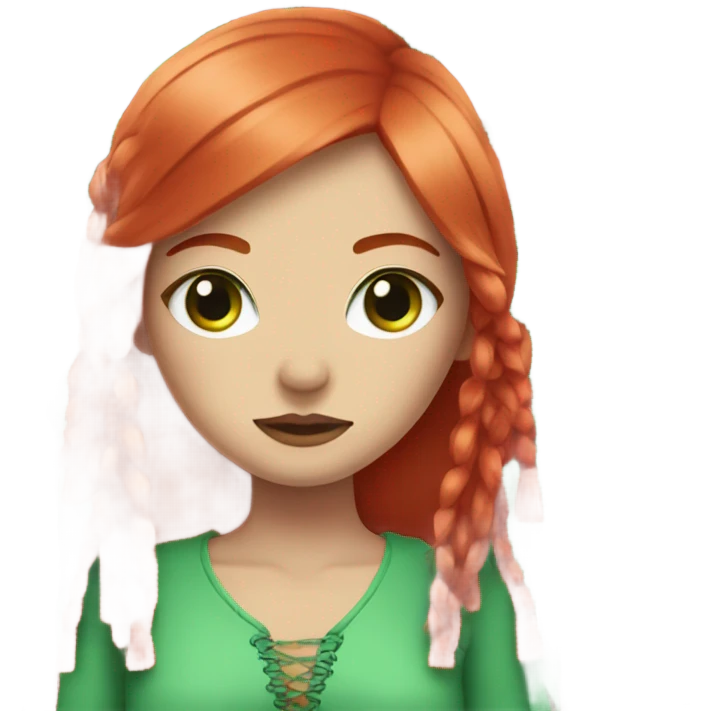  tassels on the body of a girl with red hair and green eyes emoji