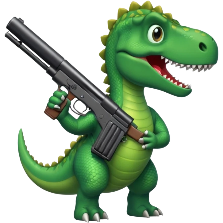 dinosaur with a gun emoji