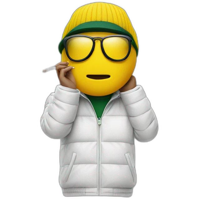 smoker with lacoste yellow puffer emoji