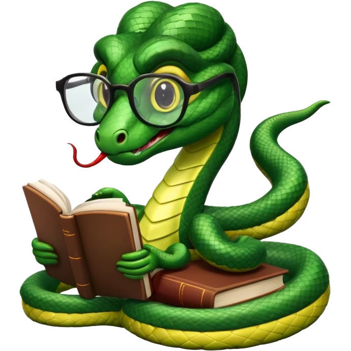 kitap okuyan gözlüklü yılan emoji