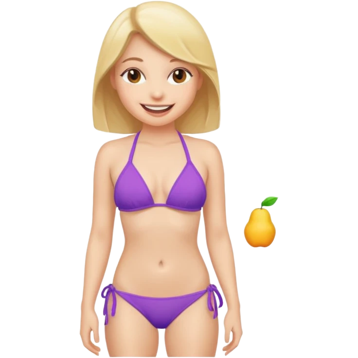 Make a girl showing her boobs off in bikini  emoji
