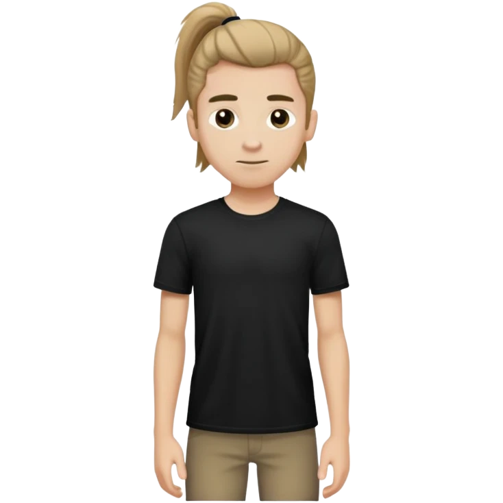 پسر مو بلند لاغر و قد بلند که موهاشو دم اسبی بسته روی تیشرت مشکیش زده باشه adrian emoji