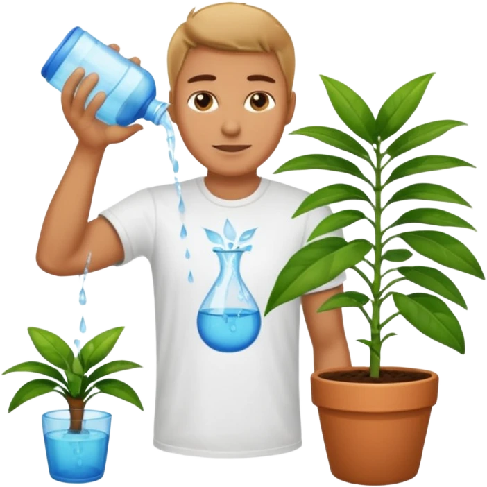 MAN pouring water for the plant emoji