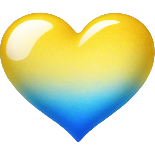 Shiny Yellow and blue ombré heart emoji