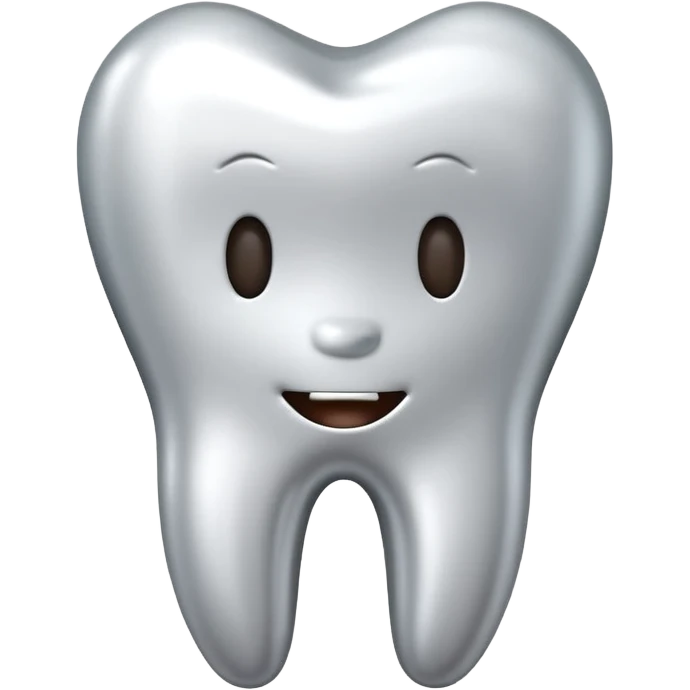 human tooth emoji, smooth chrome ceramic-metal texture, clean medical luxury aesthetic, isolated on white emoji