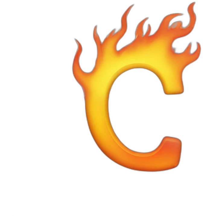 an italic letter on fire emoji