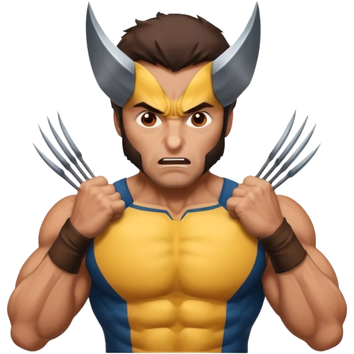 Make a brown-eyed man in a wolverine costume who wonders? emoji