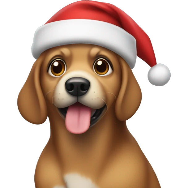 dog wearing a santa hat emoji