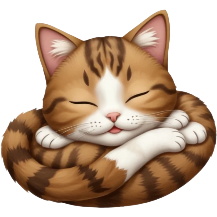 dark brown tabby and white cat upside down with eyes closed emoji