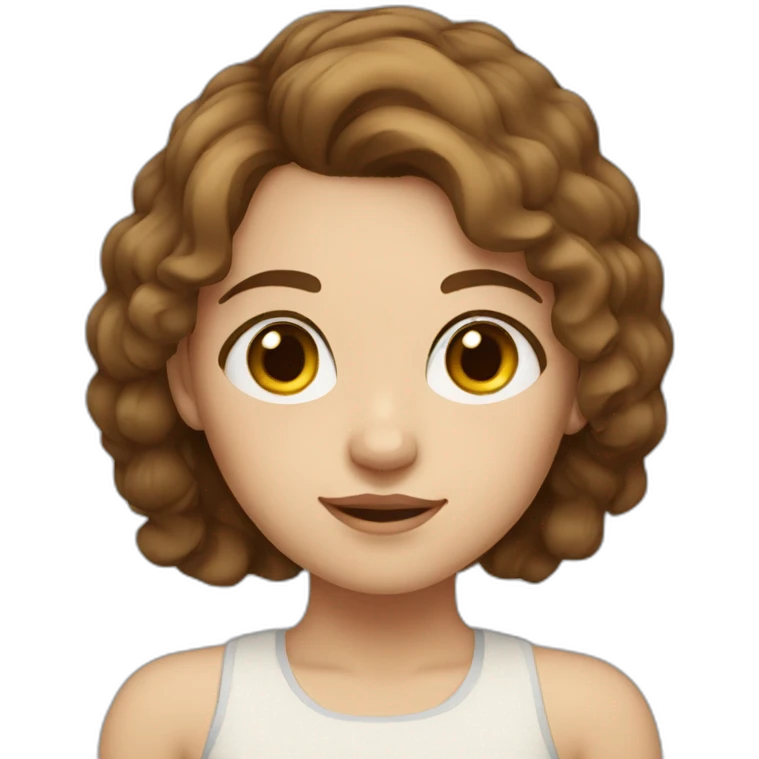 girl with brown hair and medium length hair, with freckles, light skin, small eyes emoji