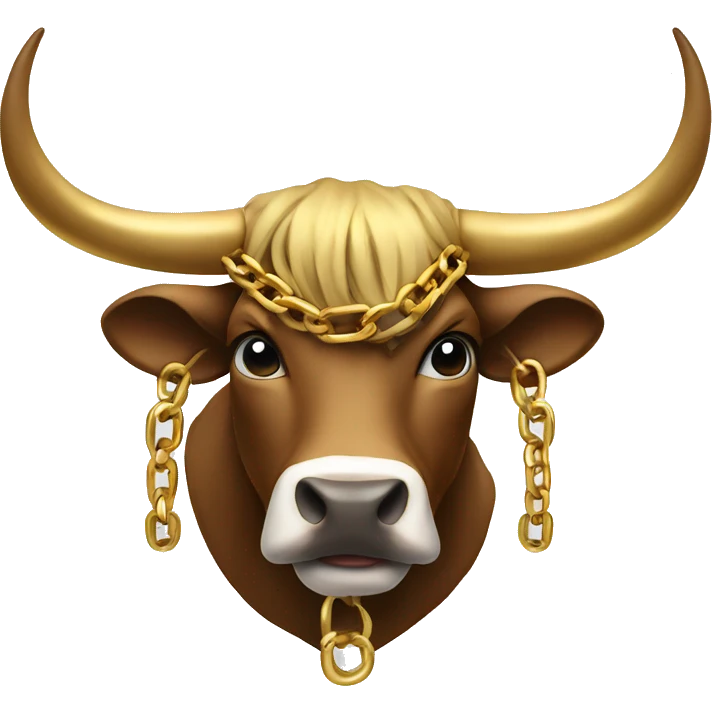 Bull with horns wearing hoodie and gold chain emoji