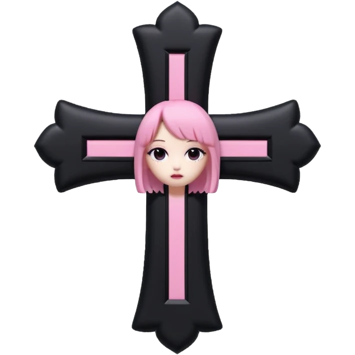 realistic 3d soft cute blackpink goth cross , no woman emoji