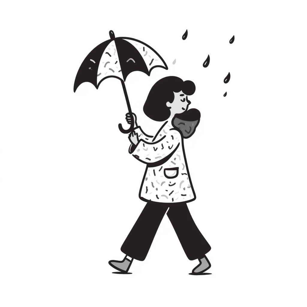 hand drawn spring rain shower with umbrella emoji