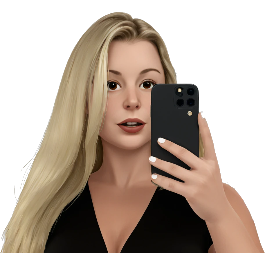 blonde girl taking a selfie emoji