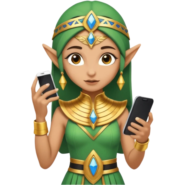 elf with egypt custome dress and smartphone emoji