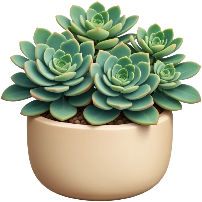 Sedum Pachyphyllum succulent plant with blue-green thick leaves in a beige ceramic pot emoji