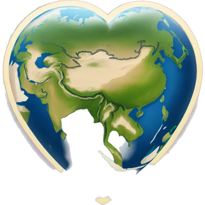 heart shaped earth focused on south east Asia and the pacific highlighting the Philippines emoji