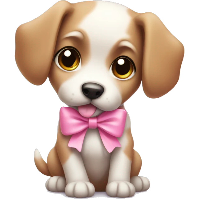 Cute puppy with pink bow emoji