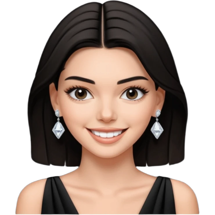 kendall jenner wear diamond earrings, black dress emoji