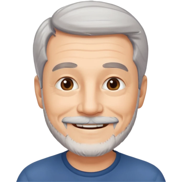 homme 60 ans cheveux gris en l'air petite barbe sourir emoji