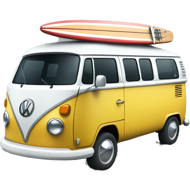 vw style van with surfboard on the top emoji