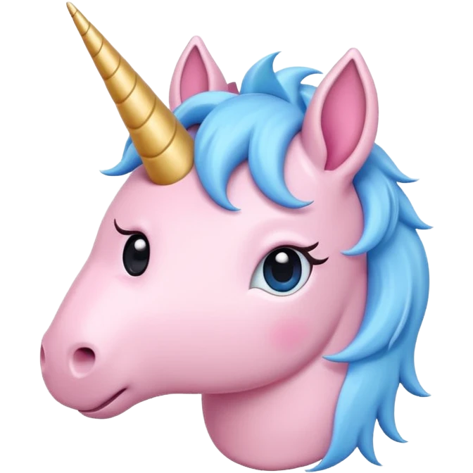 cute minimal unicorn head emoji, very simple lines, soft rounded shapes, pastel color palette, small friendly eyes, tiny blush, no complex textures, kawaii friendly mood, center composition, white background, extremely minimal details, modern emoji aesthetics emoji
