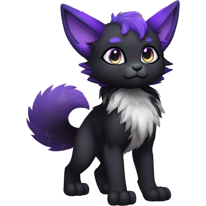 Anthro-Edgy-Cool-Black-Purple-Contrast-Colors-Fantasy-Fur-Sona-Chibi-Shiny-Fakémon-Hybrid full body emoji