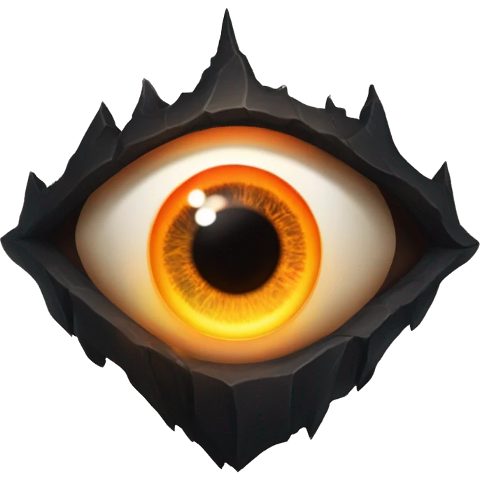 Eye of Sauron with glowing orange iris, set in a dark tower of Mordopr emoji