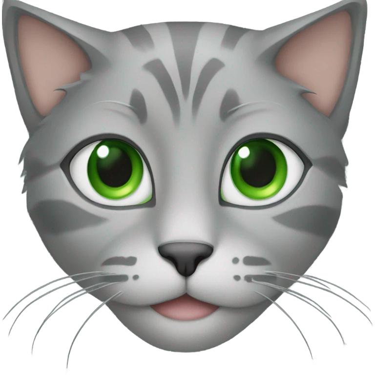 Gray gutter cat with green eyes emoji