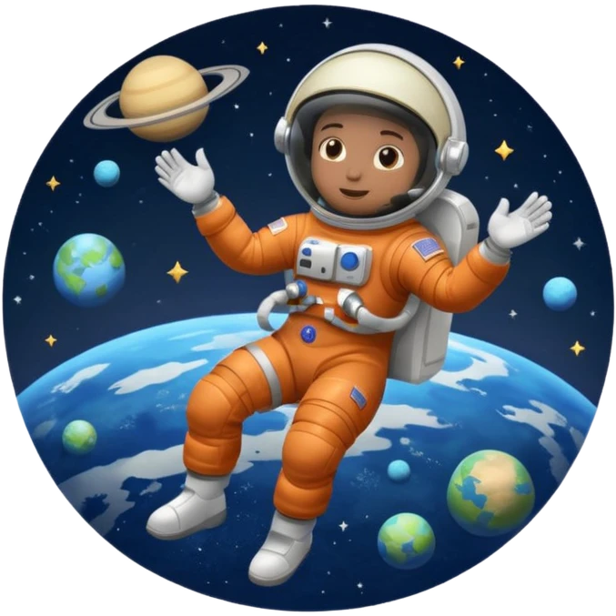 Astronaut rides planets emoji