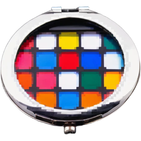 Compact mirror with makeup emoji