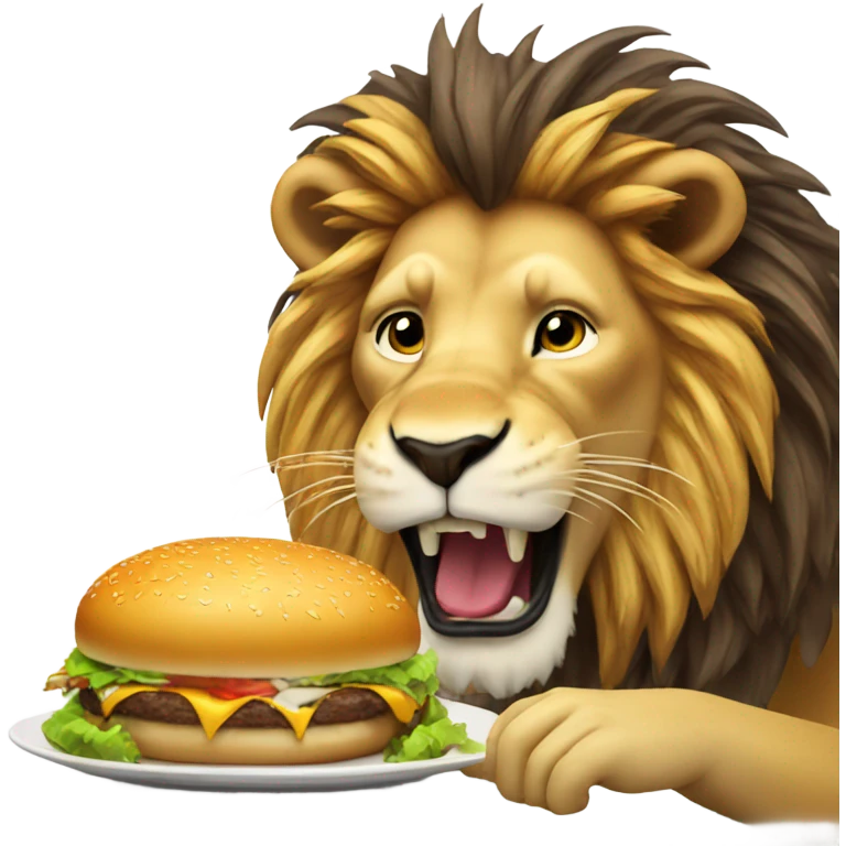 lion eating burger emoji