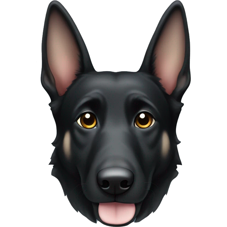 Black German shepherd dog with white paws, ears not up emoji