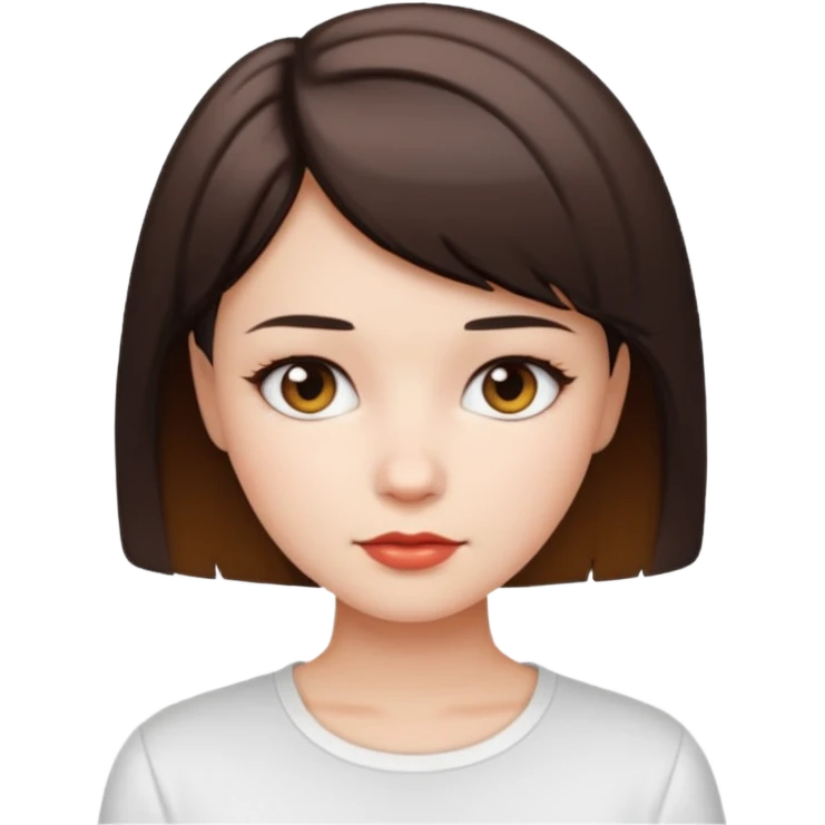 Gadis cantik, rambut pendek, baju putih emoji
