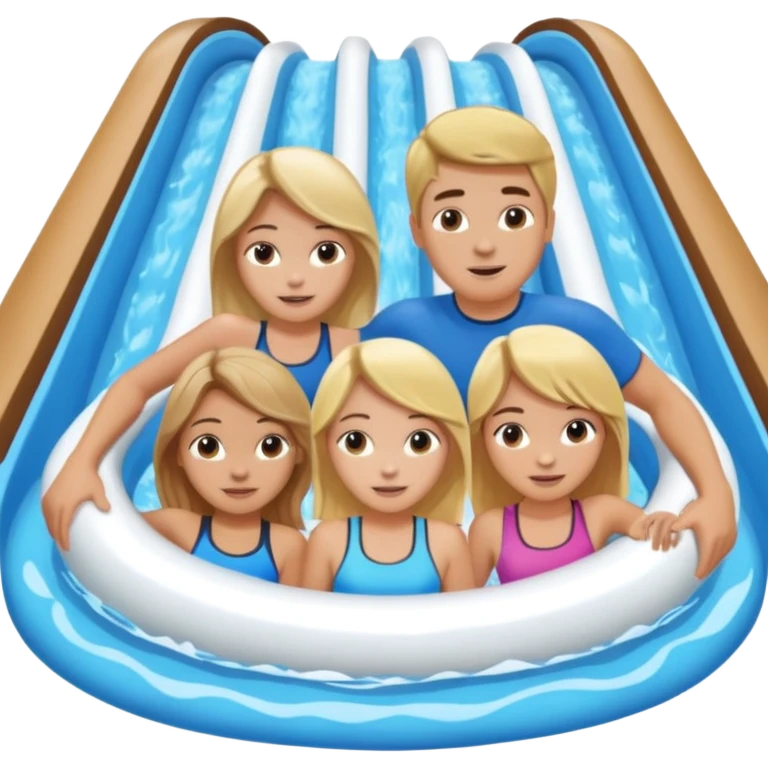 2 girls and 2 guys on the lazy river waterslide. 1 girl and 1 guy have blonde hair and 1 girl and 1 guy have brown. we are all very pale emoji