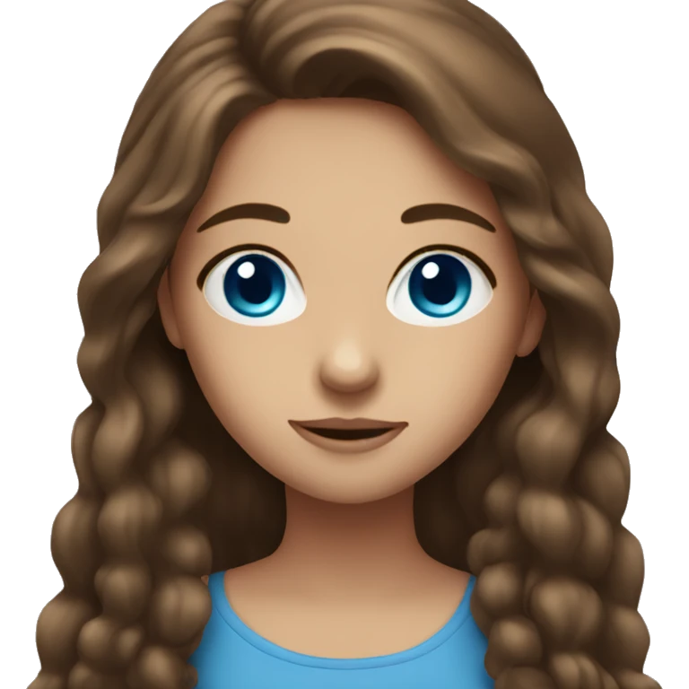 girl with long brown hair, blue eyes emoji