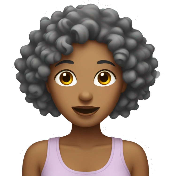 Women with curly hair doing skin care emoji