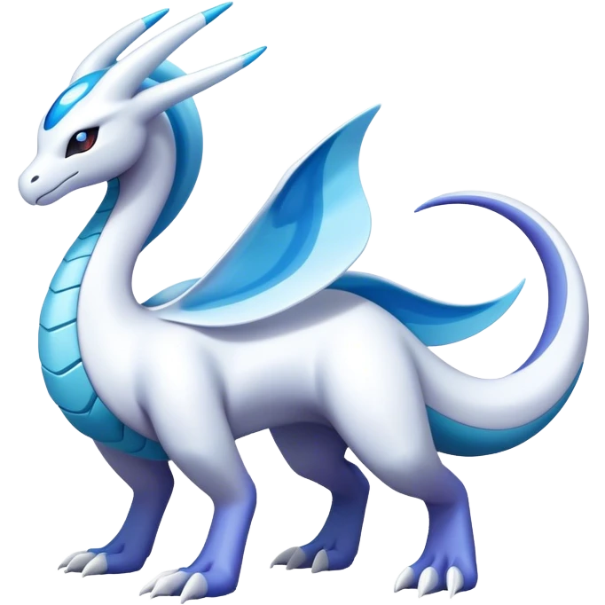 Futuristic-lugia-dragonair-suicune-hybrid, full body emoji