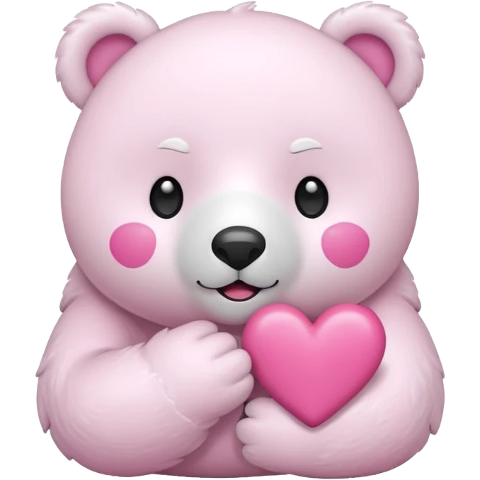  Oso Polar blanco corazón rosa kawaii emoji