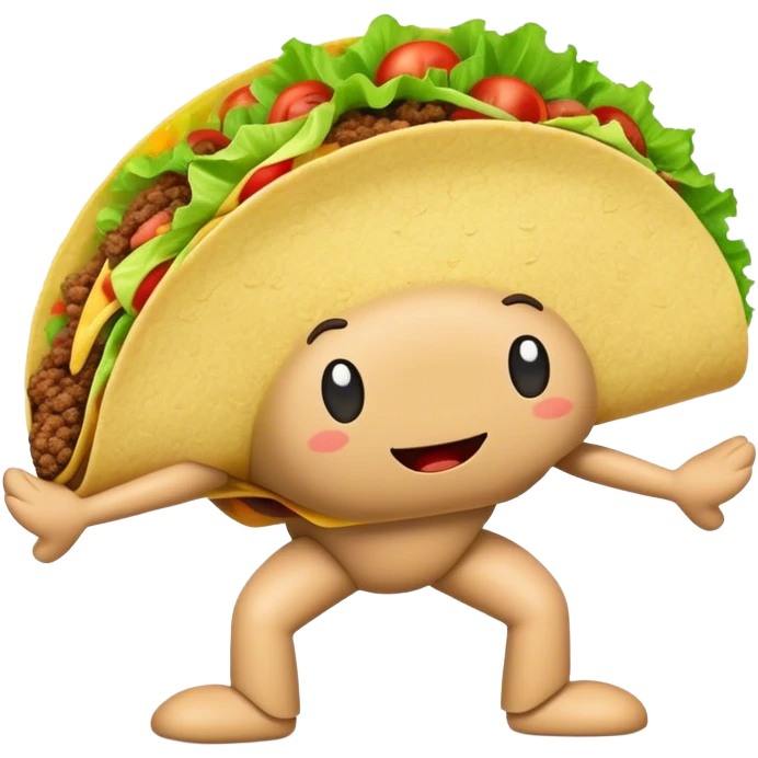 A taco with arms and legs doing a handstand emoji