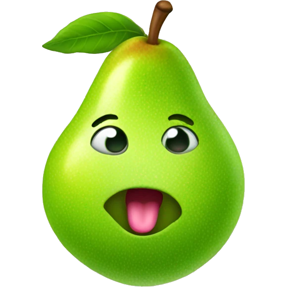 Shiny Green Cute pear with tongue emoji