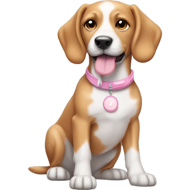 Dog wearing light pink AirPod maxes emoji