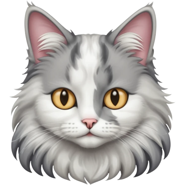 long haired grey & white cat emoji