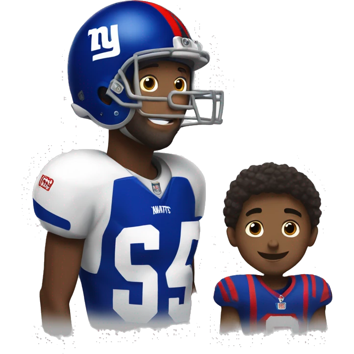 dad and son with New York giants helmet emoji