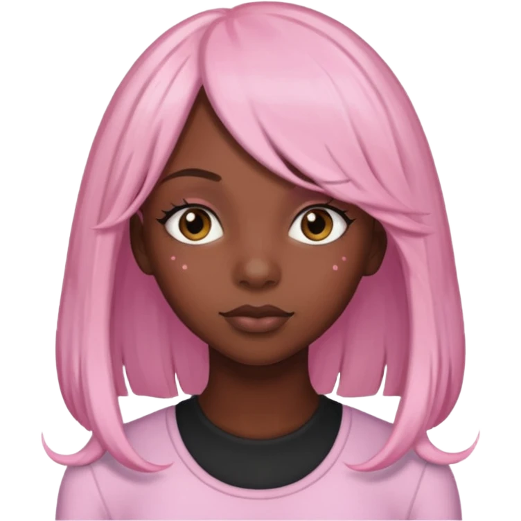 Black girl with long light pink wig emoji