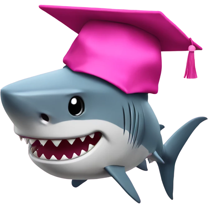 shark in a pink graduation hat emoji