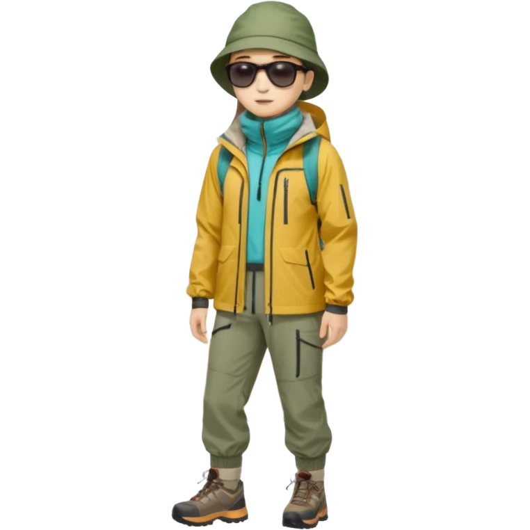 남미 여행에 가는 한국인의 전신을 그려줘! 바로 하이킹 갈 수 있을 정도로 잘 입은!

상체

🧥 방풍·방수 재킷 (고지대·우유니 필수)

👕 얇은 레이어드 2~3벌 (일교차 대비)

하체

👖 편한 바지(청바지 X, 스트레치 추천)

신발

👟 접지력 좋은 운동화 (마추픽추 필수)

🥾 우유니: 방수 신발 or 장화

악세사리

🧣 넥워머·모자 (아침/저녁 체감 -5~10도)

🕶️ 선글라스 (우유니·사막지역 눈부심 강함)
 emoji