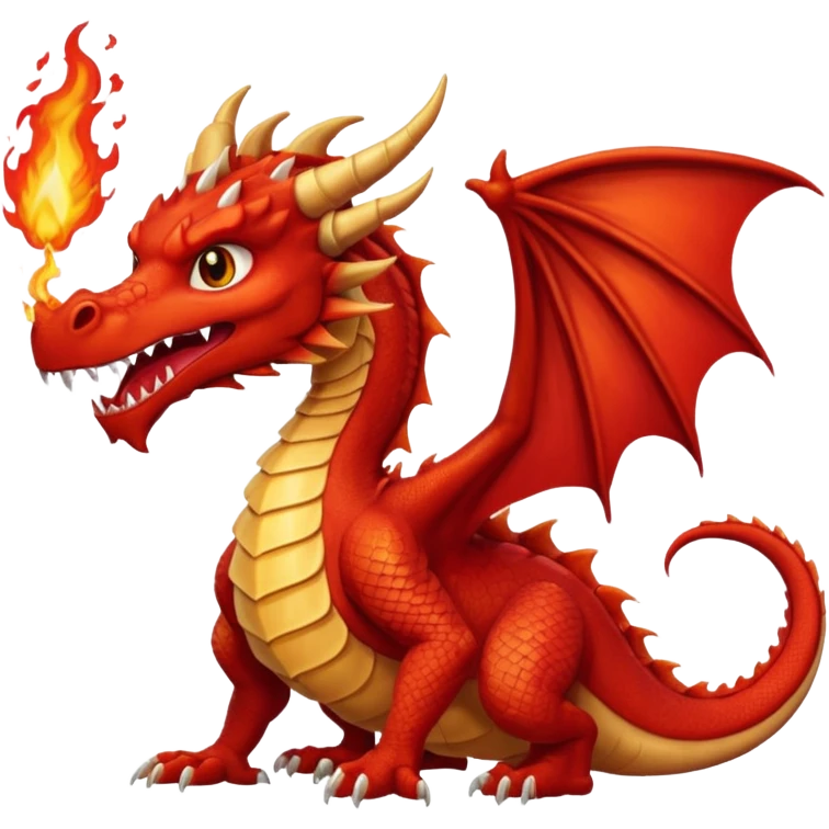 Red dragon with fire full emoji